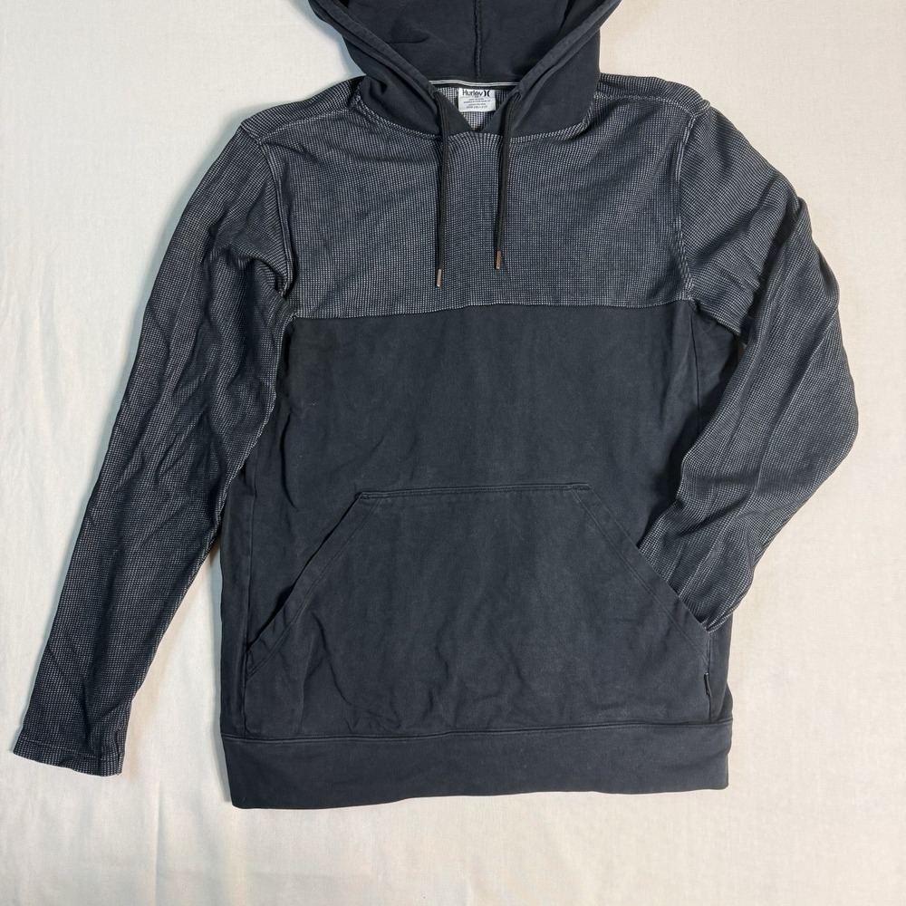 HURLEY Nike Dri-FIT Black Gray Pullover Hoodie Men's Sweatshirt Black Pattern